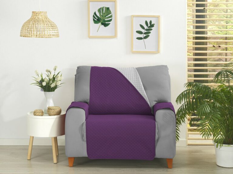 Fundas Sofá Ajustables Universales 1, 2, 3 Plazas y Chaise Longue, Protector Cubre Sofá Antimanchas y Resistente, Ideales para Mascotas y Decoración Hogar - ✅ Entrega 24/72h a toda españa - Morado/Gris