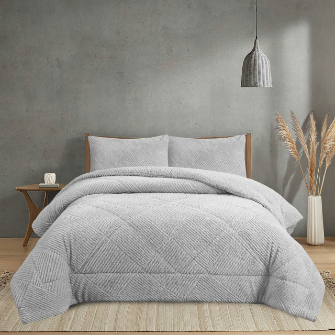NOVOTEXTIL Edredón Invierno Sherpa Cama 90 hasta 150 Extra Grueso 560gr/m2 Efecto Borreguito - Edredón Suave, Cálido y Transpirable con 1 o 2 Fundas Almohada (50x70) - ✅ Entrega 24/72h a toda españa - Belfast Gris