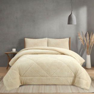 NOVOTEXTIL Edredón Invierno Sherpa Cama 90 hasta 150 Extra Grueso 560gr/m2 Efecto Borreguito - Edredón Suave, Cálido y Transpirable con 1 o 2 Fundas Almohada (50x70) - ✅ Entrega 24/72h a toda españa - Belfast Lino