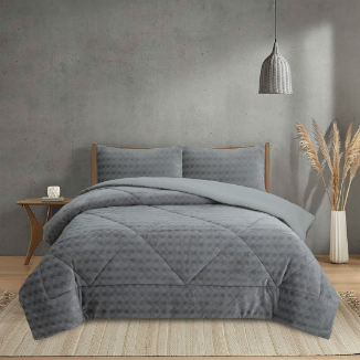 NOVOTEXTIL Edredón Invierno Sherpa Extra Grueso 560gr/m2 - Sedalina, Fibra Hueca y Sherpa(Efecto Borreguito). 1 o 2 Fundas Cojín (50x70) - ✅ Entrega 24/72h a toda españa - Cracovia Gris
