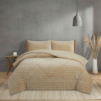 NOVOTEXTIL Edredón Invierno Sherpa Extra Grueso 560gr/m2 - Sedalina, Fibra Hueca y Sherpa(Efecto Borreguito). 1 o 2 Fundas Cojín (50x70) - ✅ Entrega 24/72h a toda españa - Cracovia Beige
