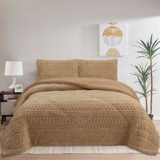 NOVOTEXTIL Edredón Invierno Sherpa Extra Grueso 560gr/m2 - Sedalina, Fibra Hueca y Sherpa(Efecto Borreguito). 1 o 2 Fundas Cojín (50x70) - ✅ Entrega 24/72h a toda españa - Crimea Beige