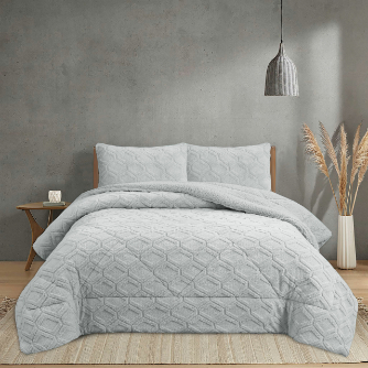 NOVOTEXTIL Edredón Invierno Sherpa Cama 90 hasta 150 Extra Grueso 560gr/m2 Efecto Borreguito - Edredón Suave, Cálido y Transpirable con 1 o 2 Fundas Almohada (50x70) - ✅ Entrega 24/72h a toda españa - Luton Gris