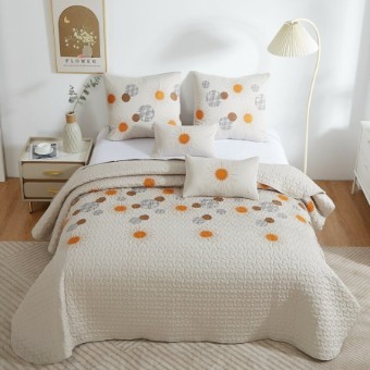 NOVOTEXTIL HOGAR Colcha Bordada Primavera/Verano con 4 Cojines. Ligera, Elegante y Suave para Dormitorio. - ✅ Entrega 24/72h a toda españa - Manila