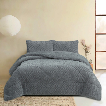 NOVOTEXTIL Edredón Invierno Sherpa Extra Grueso 560gr/m2 - Sedalina, Fibra Hueca y Sherpa(Efecto Borreguito). 1 o 2 Fundas Cojín (50x70) - ✅ Entrega 24/72h a toda españa - Poltava Gris