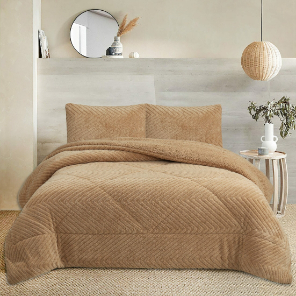 NOVOTEXTIL Edredón Invierno Sherpa Extra Grueso 560gr/m2 - Sedalina, Fibra Hueca y Sherpa(Efecto Borreguito). 1 o 2 Fundas Cojín (50x70) - ✅ Entrega 24/72h a toda españa - Sumy Beige