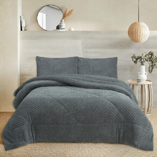 NOVOTEXTIL Edredón Invierno Sherpa Extra Grueso 560gr/m2 - Sedalina, Fibra Hueca y Sherpa(Efecto Borreguito). 1 o 2 Fundas Cojín (50x70) - ✅ Entrega 24/72h a toda españa - Sumy Gris