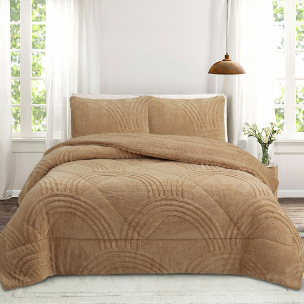 NOVOTEXTIL Edredón Invierno Sherpa Extra Grueso 560gr/m2 - Sedalina, Fibra Hueca y Sherpa(Efecto Borreguito). 1 o 2 Fundas Cojín (50x70) - ✅ Entrega 24/72h a toda españa - Zaporiya Beige
