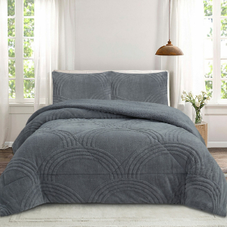 NOVOTEXTIL Edredón Invierno Sherpa Extra Grueso 560gr/m2 - Sedalina, Fibra Hueca y Sherpa(Efecto Borreguito). 1 o 2 Fundas Cojín (50x70) - ✅ Entrega 24/72h a toda españa - Zaporiya Gris