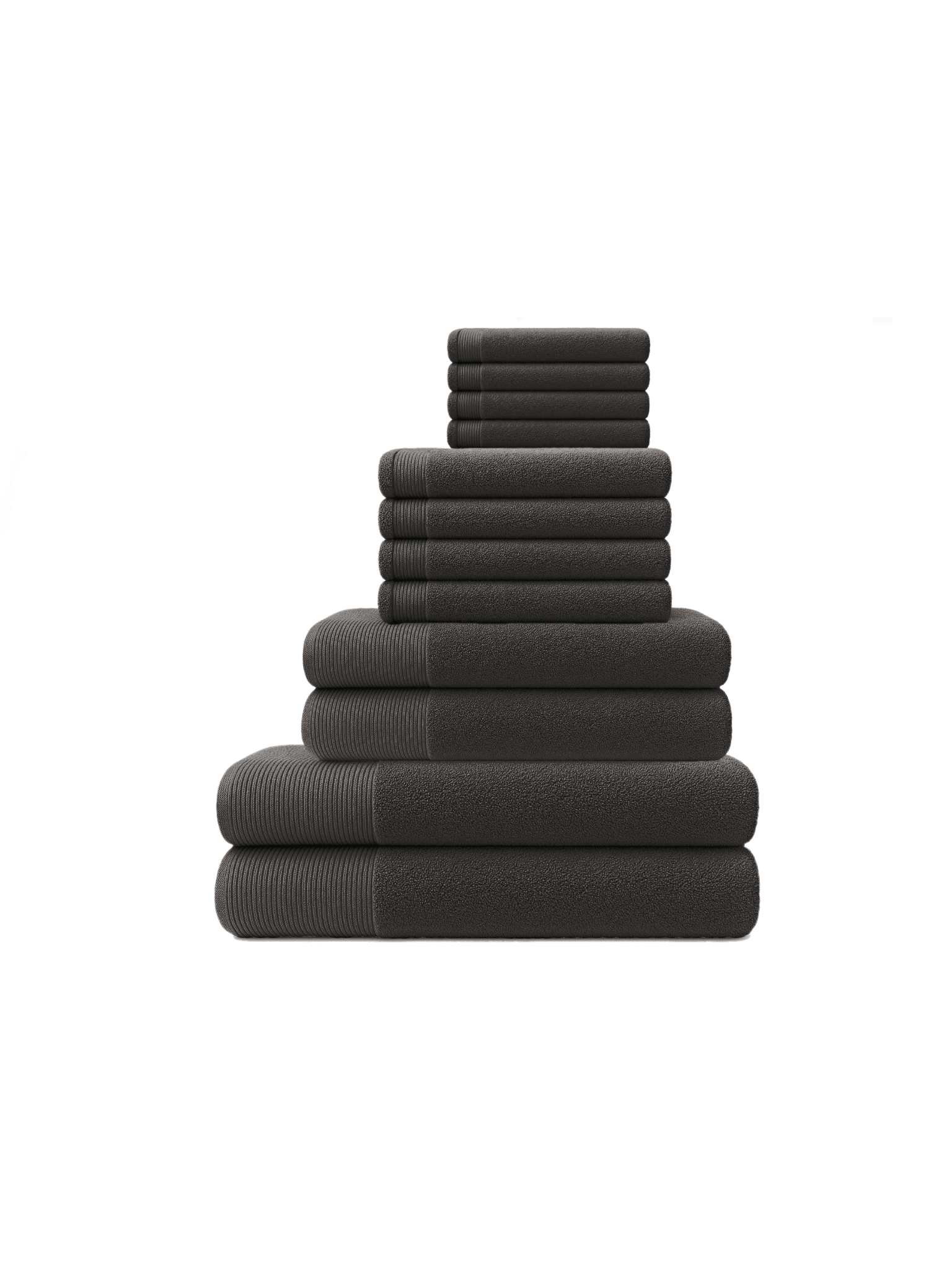 NOVOTEXTIL – Juego de Toallas Baño 12 Piezas – 2 Toallas Grandes (100x150 cm) + 2 Ducha (70x140 cm) + 4 Lavabo (50x100 cm) + 4 Bidé (30x50 cm) – Algodón 100% 480 g/m² – Toallas Suaves, Absorbentes y Resistentes – Set Completo para Baño   Entrega rápida 24/72h a toda España - Negro