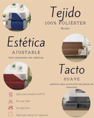 Fundas Sofá Ajustables Universales 1, 2, 3 Plazas y Chaise Longue, Protector Cubre Sofá Antimanchas y Resistente, Ideales para Mascotas y Decoración Hogar - ✅ Entrega 24/72h a toda españa - Imagen 4