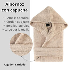 NOVOTEXTIL Albornoz Mujer y Hombre Ducha de 100% Algodón Cardado Premium 450gr/m2 Unisex - Ultra Suave y Absorbente, Albornoz de Baño Secado Rápido Ideal para Spa, Piscina y Gimnasio - ✅ Entrega 24/72h a toda españa - Imagen 4