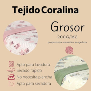 Sábanas Coralina para Cama 90 hasta 150, Juego Sábanas Coralina 3 Piezas (Encimera, Bajera y Funda Almohada) - Sabana Invierno Térmica con Tacto Extrasuave y Transpirable - ✅ Entrega 24/72h a toda españa - Imagen 4
